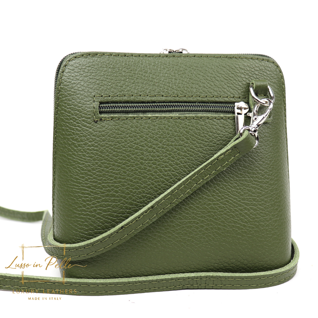 Small Suede Front Grain Leather Handbag with Detachable Straps