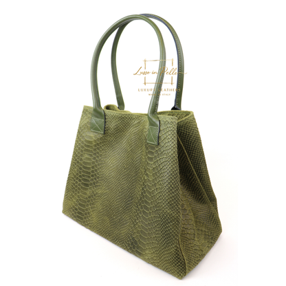 Suede Snake Print Two Style Large Shopper Bag