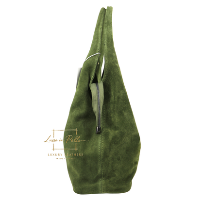 Lusso Double Handle Large Suede Shoulder Tote