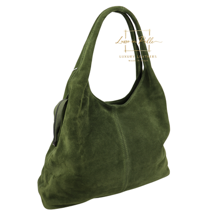 Lusso Double Handle Large Suede Shoulder Tote