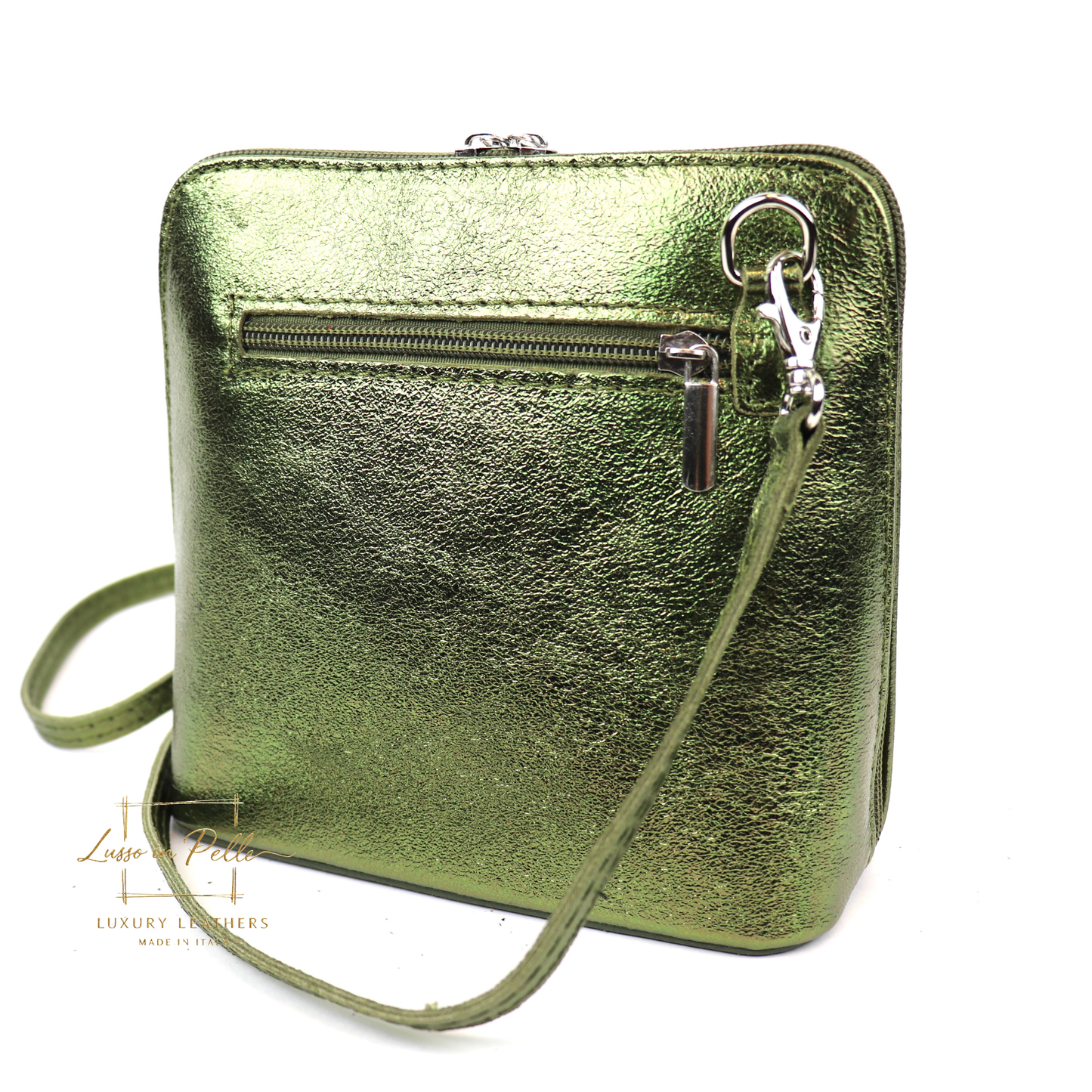 Ella Small Metallic Genuine Italian Leather Handbag with Detachable Straps