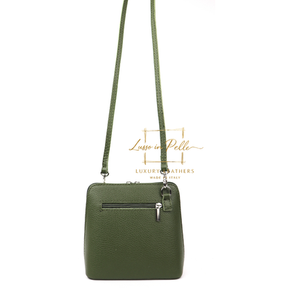 Small Suede Front Grain Leather Handbag with Detachable Straps