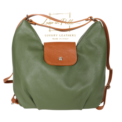 Grain Leather Two-Way Backpack & Crossbody