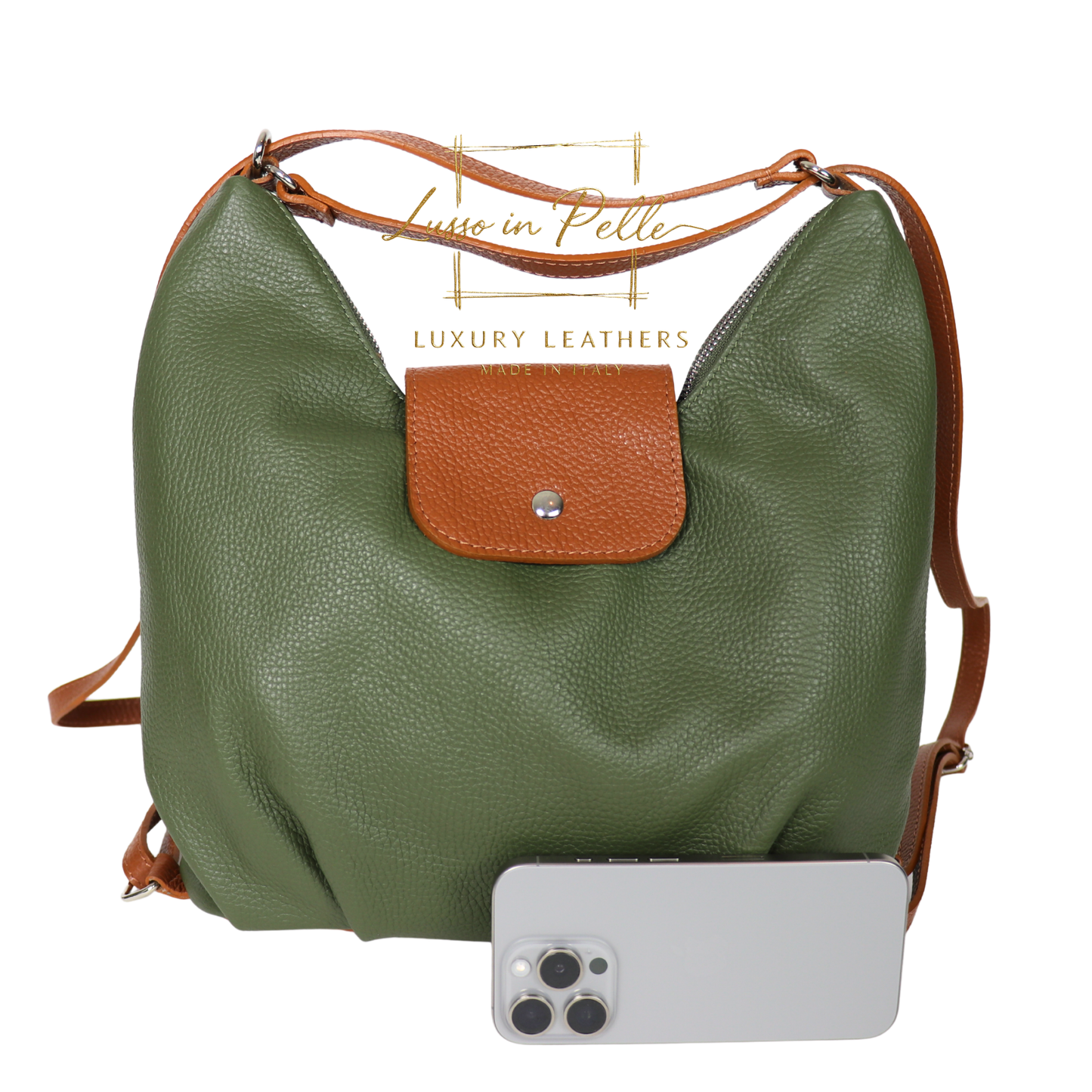 Grain Leather Two-Way Backpack & Crossbody