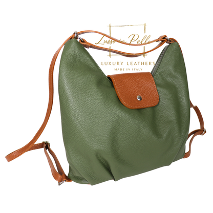 Grain Leather Two-Way Backpack & Crossbody