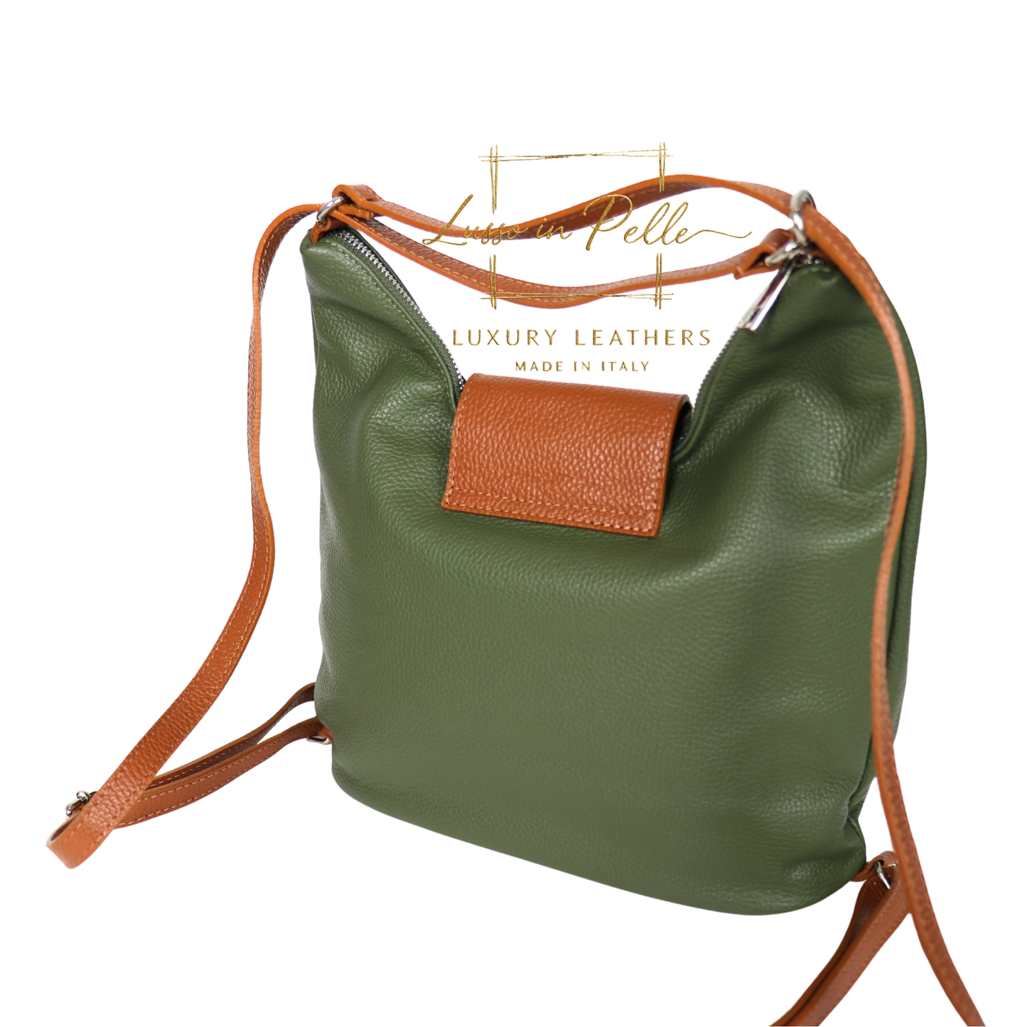 Grain Leather Two-Way Backpack & Crossbody