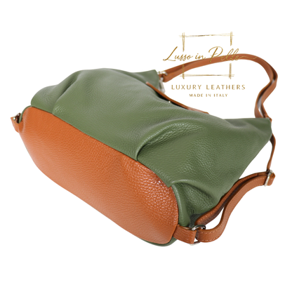 Grain Leather Two-Way Backpack & Crossbody