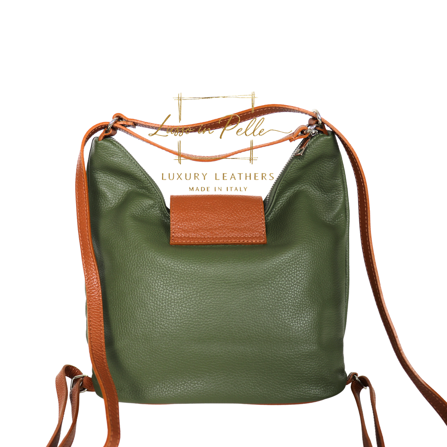 Grain Leather Two-Way Backpack & Crossbody