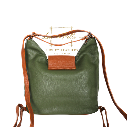 Grain Leather Two-Way Backpack & Crossbody