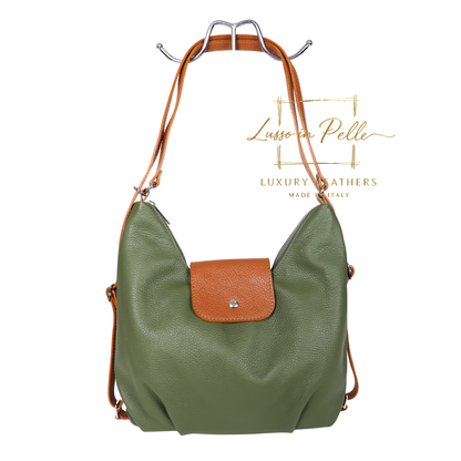 Grain Leather Two-Way Backpack & Crossbody