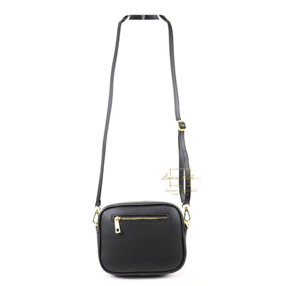 Genuine Smooth Leather Crossbody Bag with Fur Panel