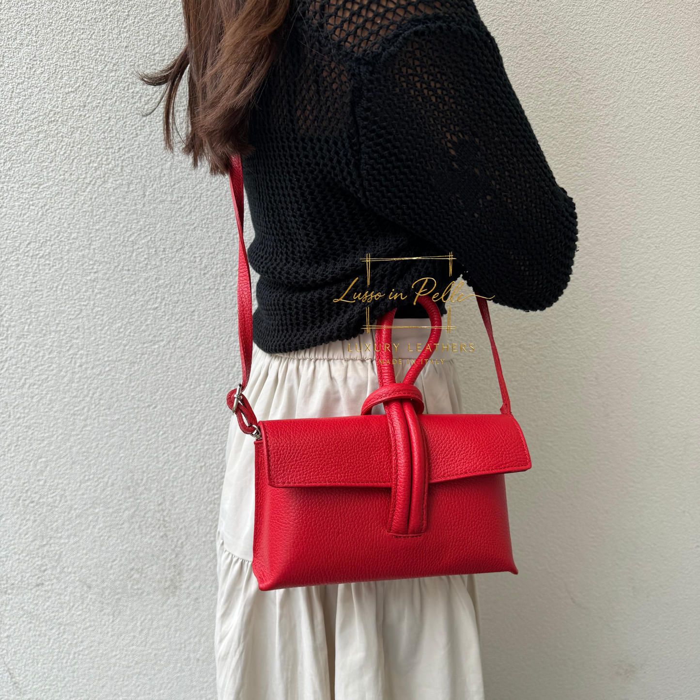 Rose Italian Versatile Leather Bag - Wrist Bag - Clutch Bag