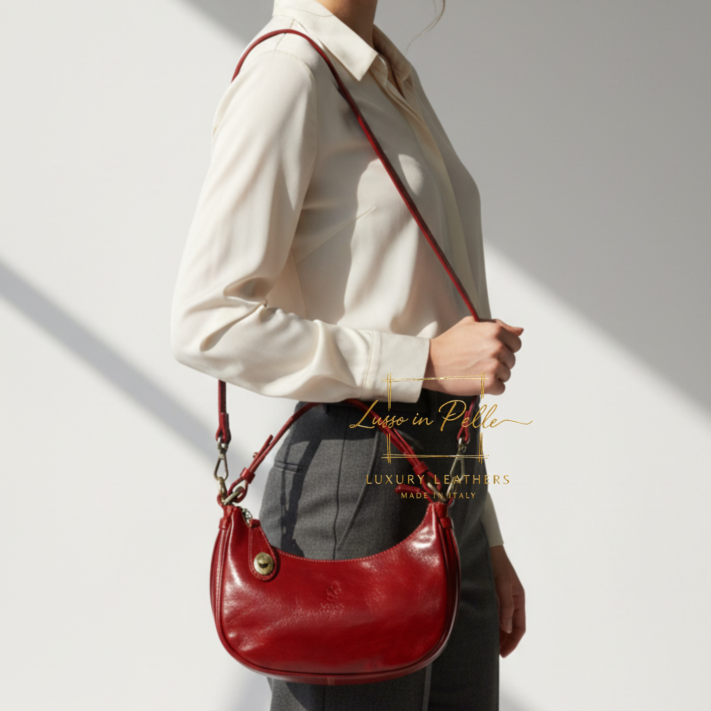 Florence Leather Shoulder/Crossbody Bag with Detachable and Adjustable Straps