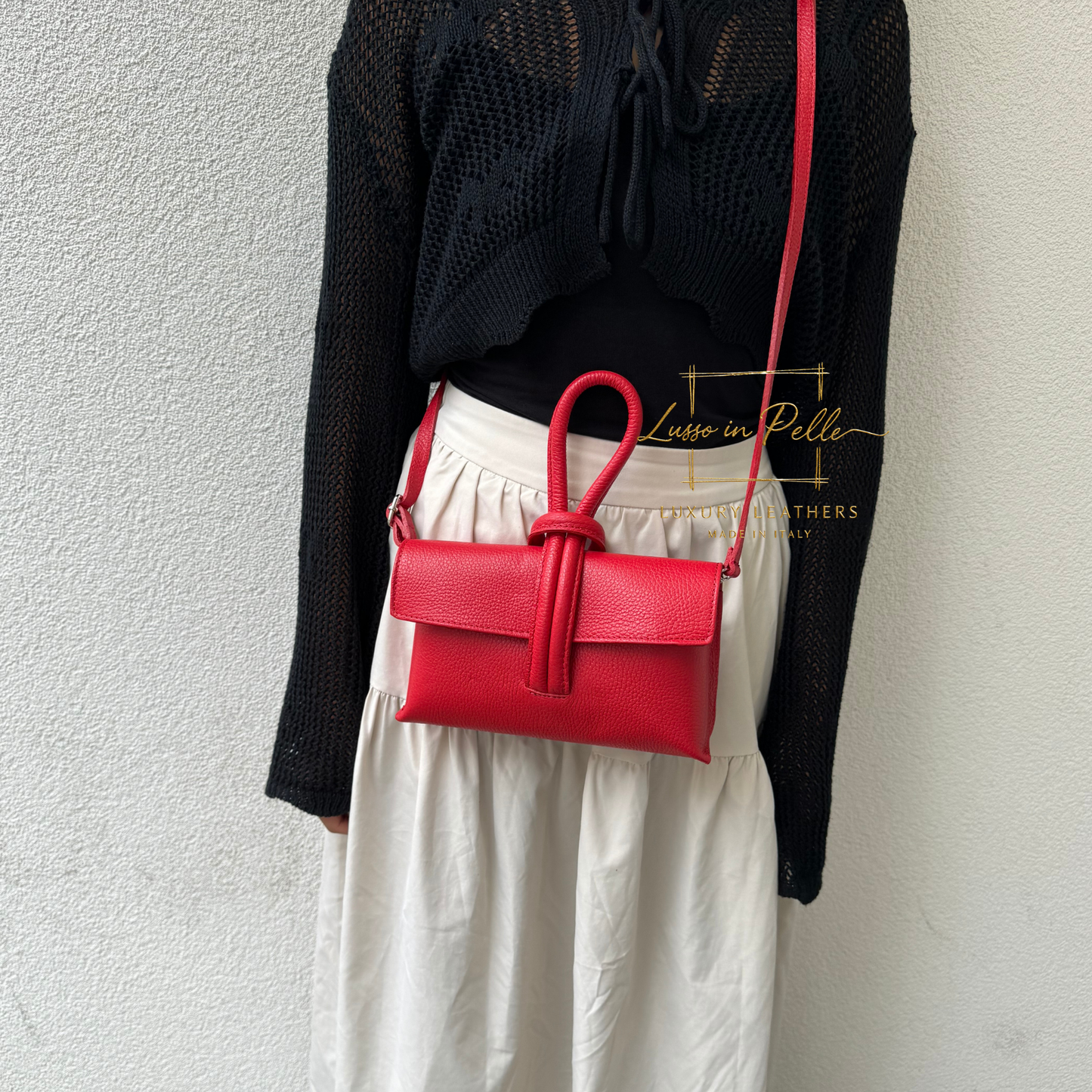 Rose Italian Versatile Leather Bag - Wrist Bag - Clutch Bag