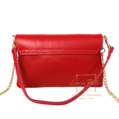 Small Pebbled Leather Clutch/Shoulder/Crossbody Bag with Bamboo-Style Clasp