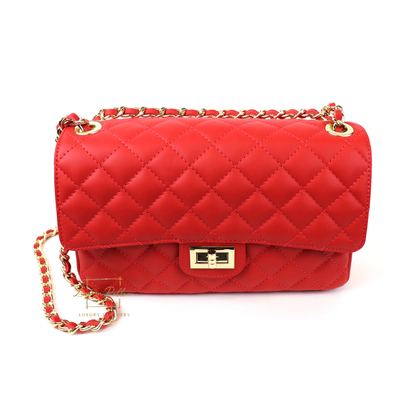 Large Quilted Italian Leather Handbag