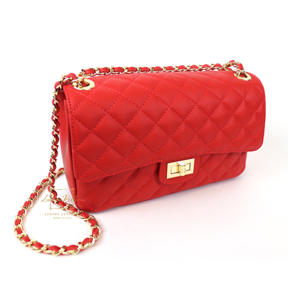 Large Quilted Italian Leather Handbag