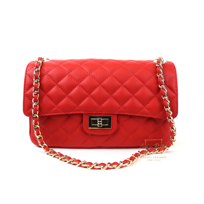 Large Quilted Italian Leather Handbag