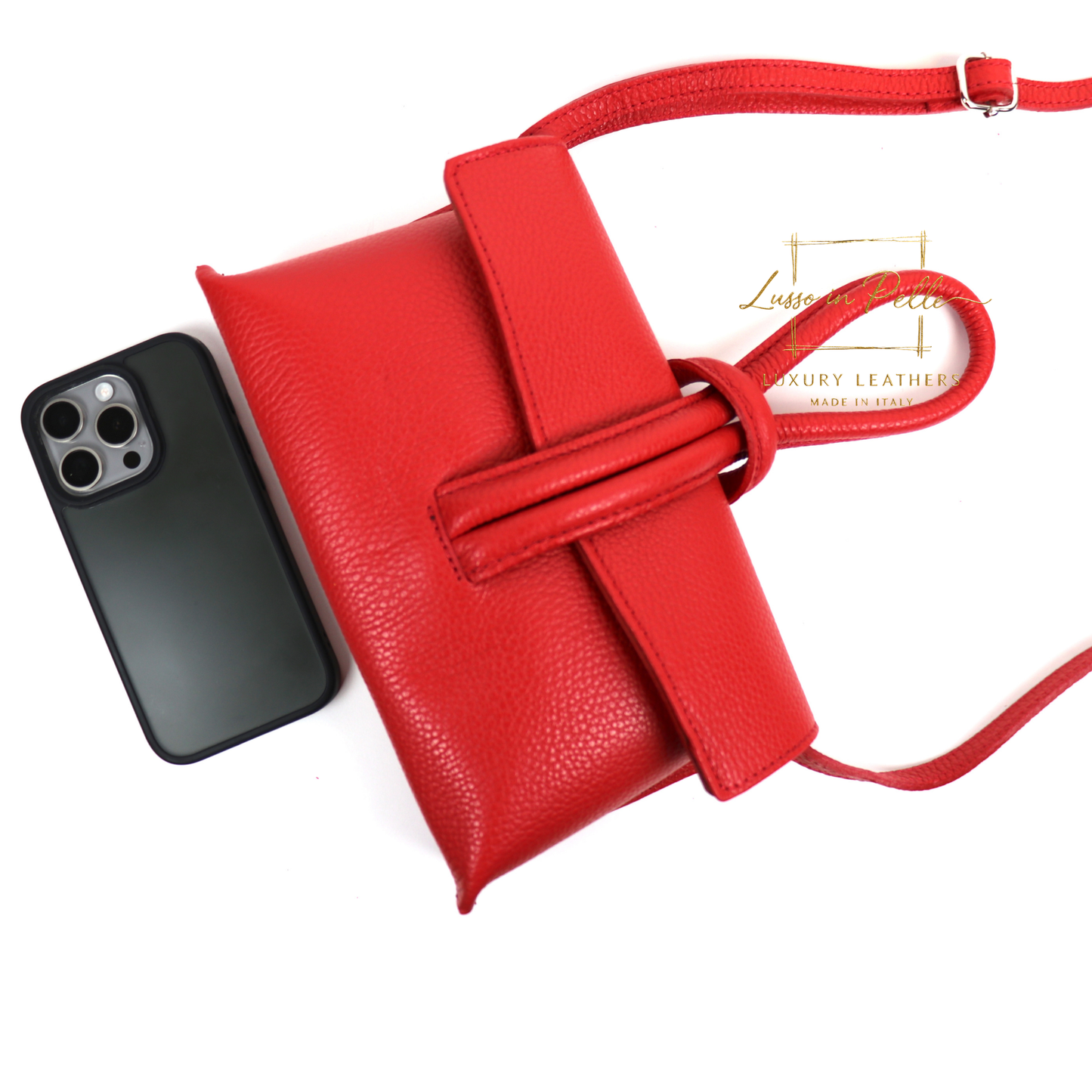 Rose Italian Versatile Leather Bag - Wrist Bag - Clutch Bag