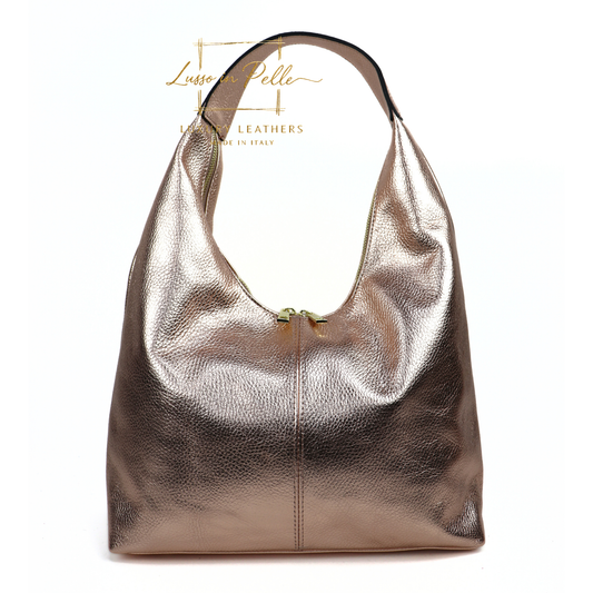 Structured Shoulder Bag with Gold Hardware