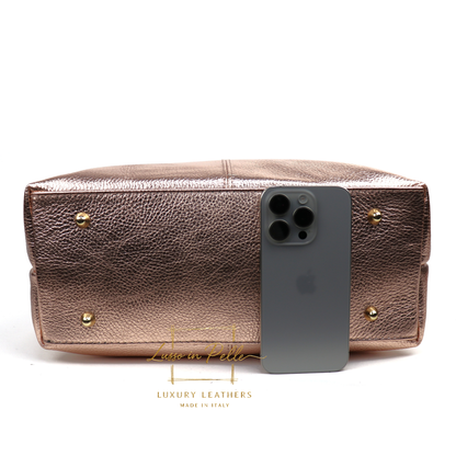 Structured Shoulder Bag with Gold Hardware