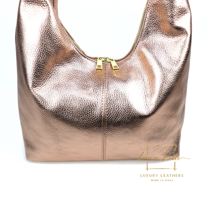 Structured Shoulder Bag with Gold Hardware