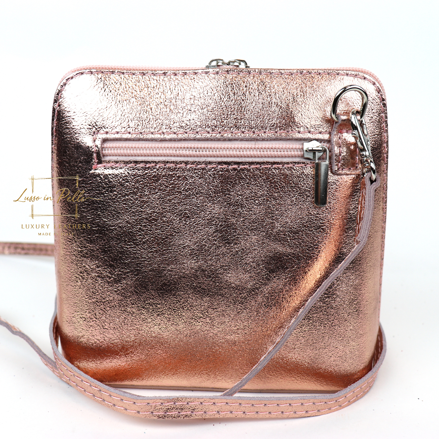 Ella Small Metallic Genuine Italian Leather Handbag with Detachable Straps