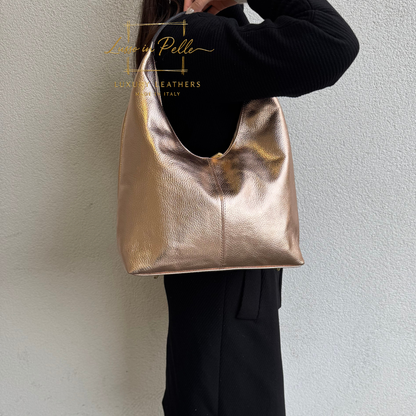 Structured Shoulder Bag with Gold Hardware