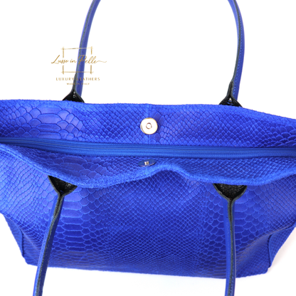Suede Snake Print Two Style Large Shopper Bag