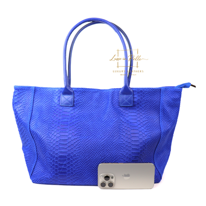 Suede Snake Print Two Style Large Shopper Bag