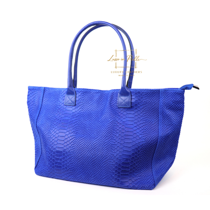 Suede Snake Print Two Style Large Shopper Bag