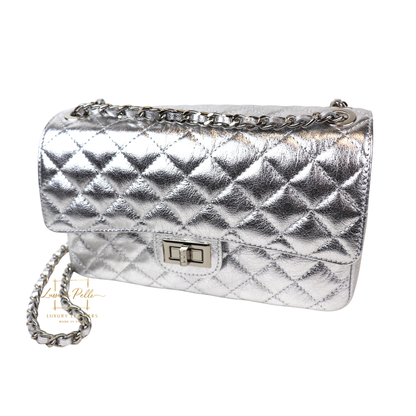 Large Quilted Italian Leather Handbag