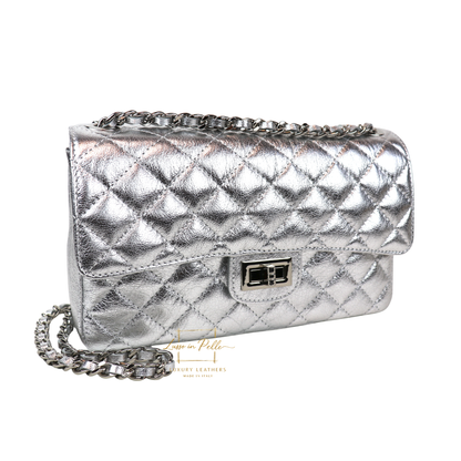 Large Quilted Italian Leather Handbag