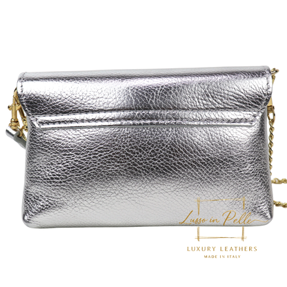 Small Pebbled Leather Clutch/Shoulder/Crossbody Bag with Bamboo-Style Clasp