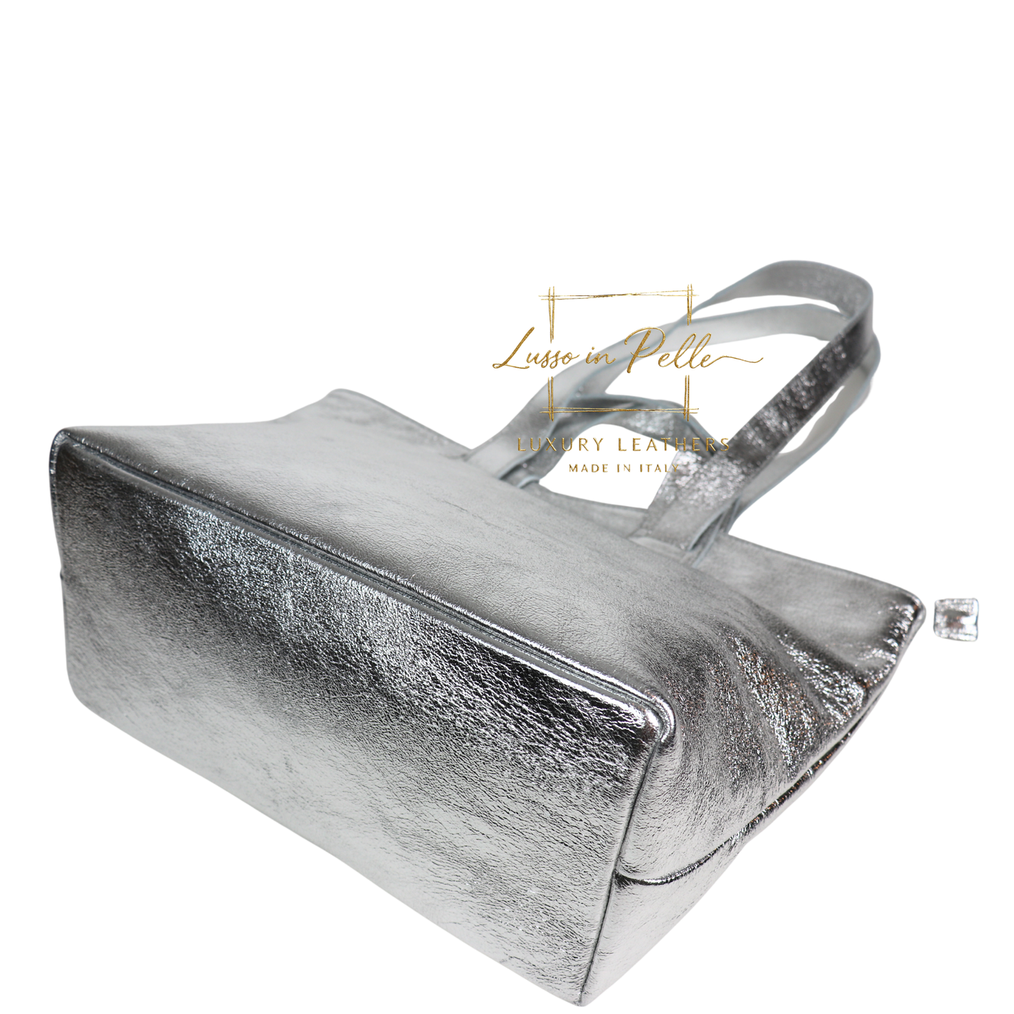 Large Grain Leather Tote Bag with Top Handle and Long Straps