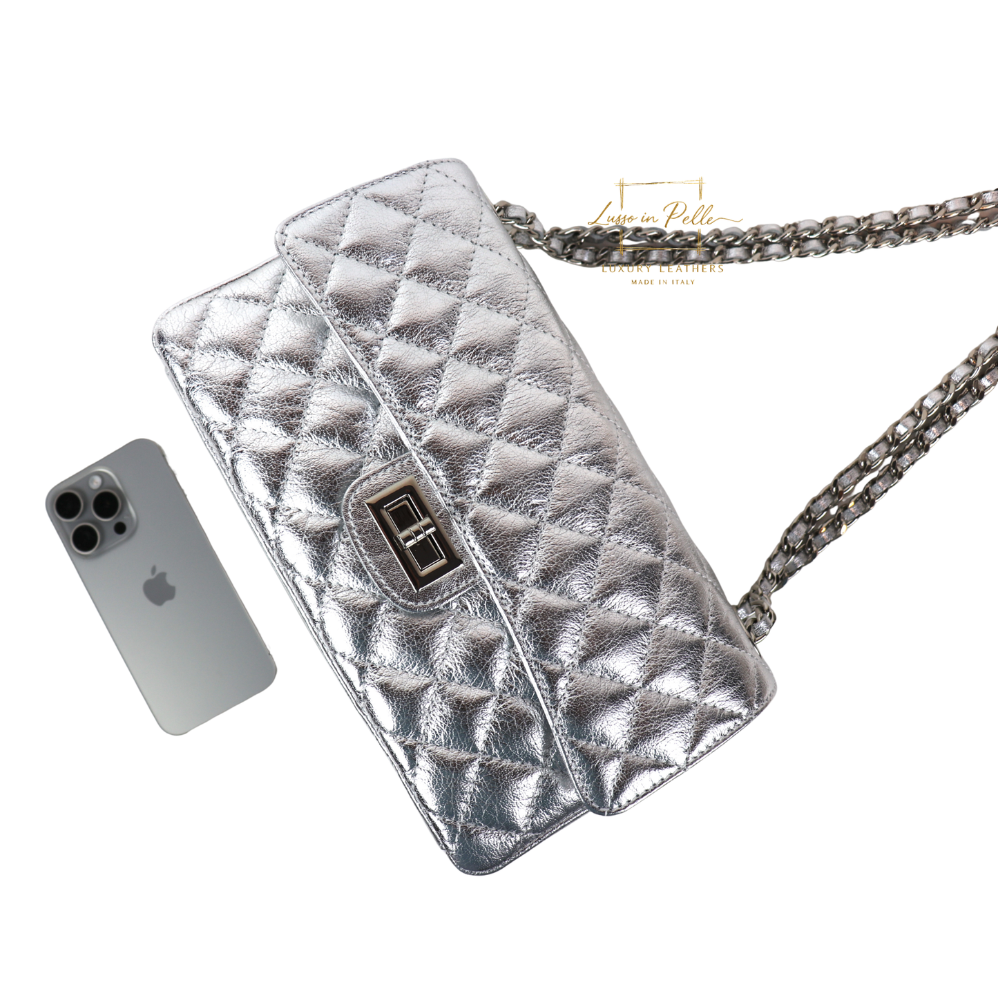 Large Quilted Italian Leather Handbag