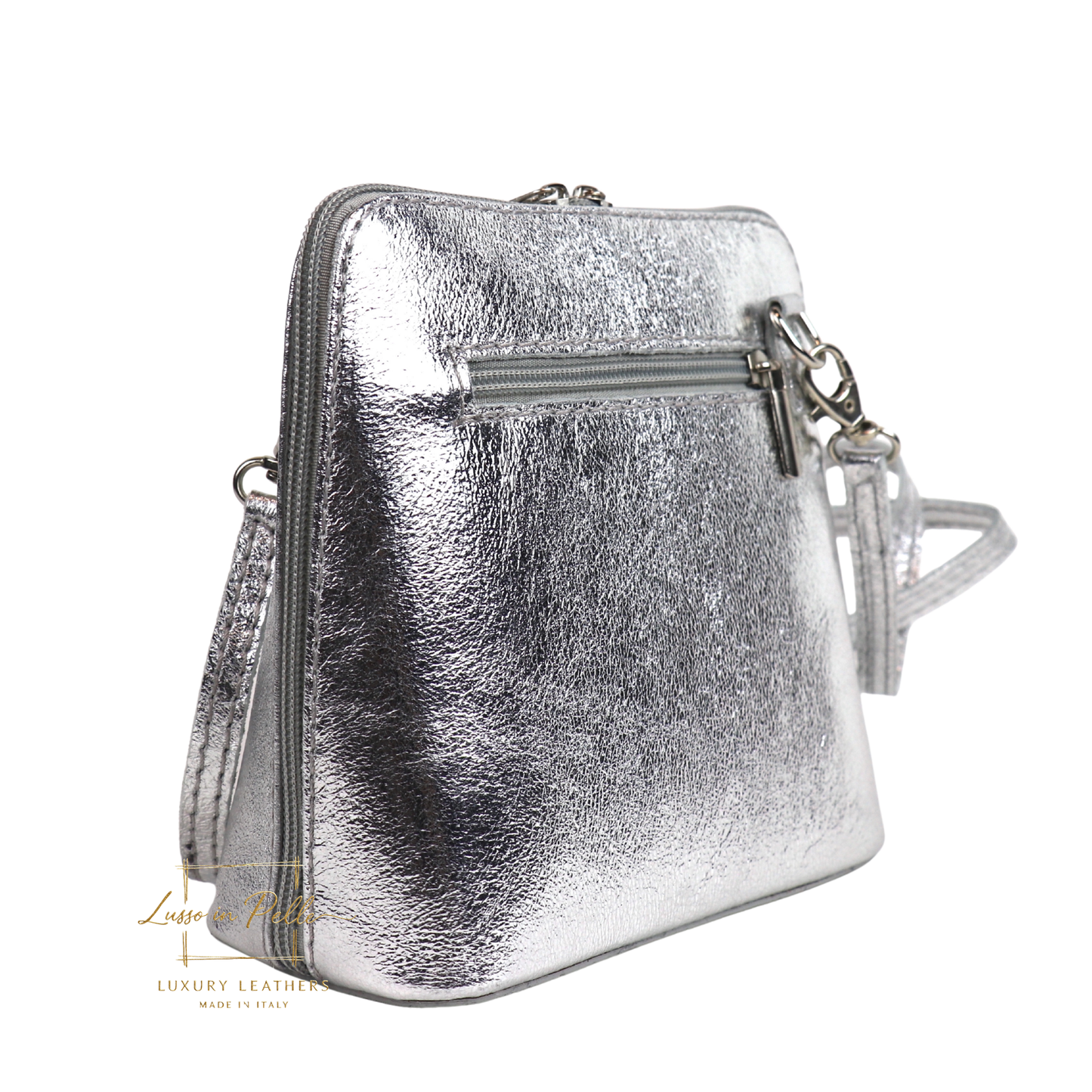 Ella Small Metallic Genuine Italian Leather Handbag with Detachable Straps