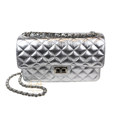 Large Quilted Italian Leather Handbag