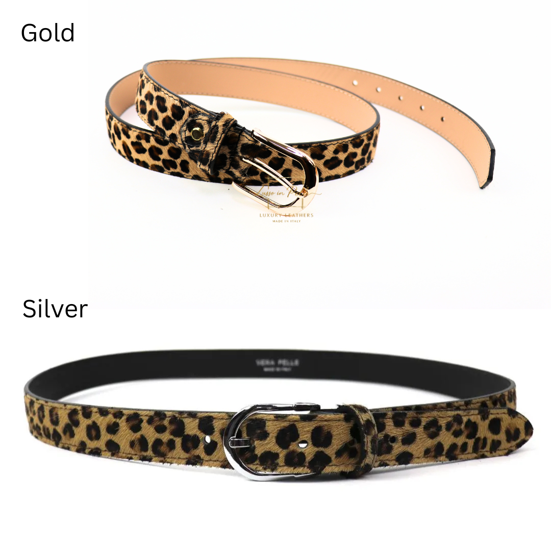 Animal Print Leather Belt