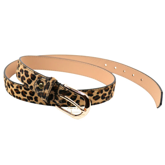 Gold Hardware Animal Print Leather Belt