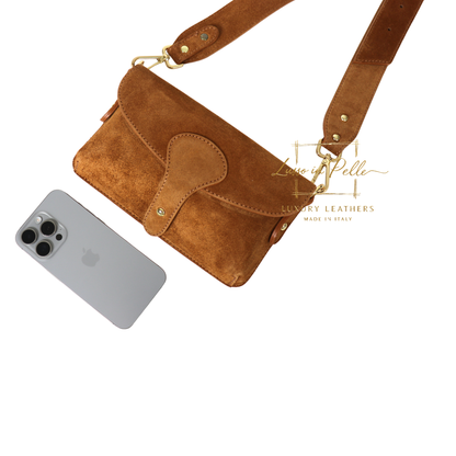 Small Suede Crossbody Bag with Wide Adjustable Strap