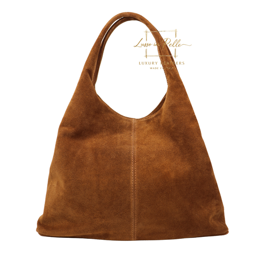 Lusso Double Handle Large Suede Shoulder Tote