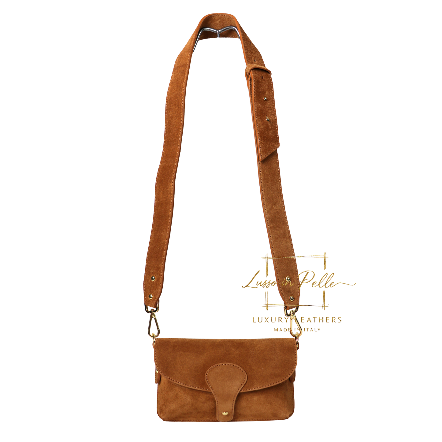 Small Suede Crossbody Bag with Wide Adjustable Strap