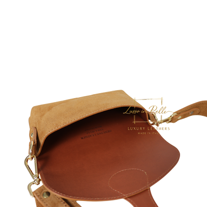 Small Suede Crossbody Bag with Wide Adjustable Strap