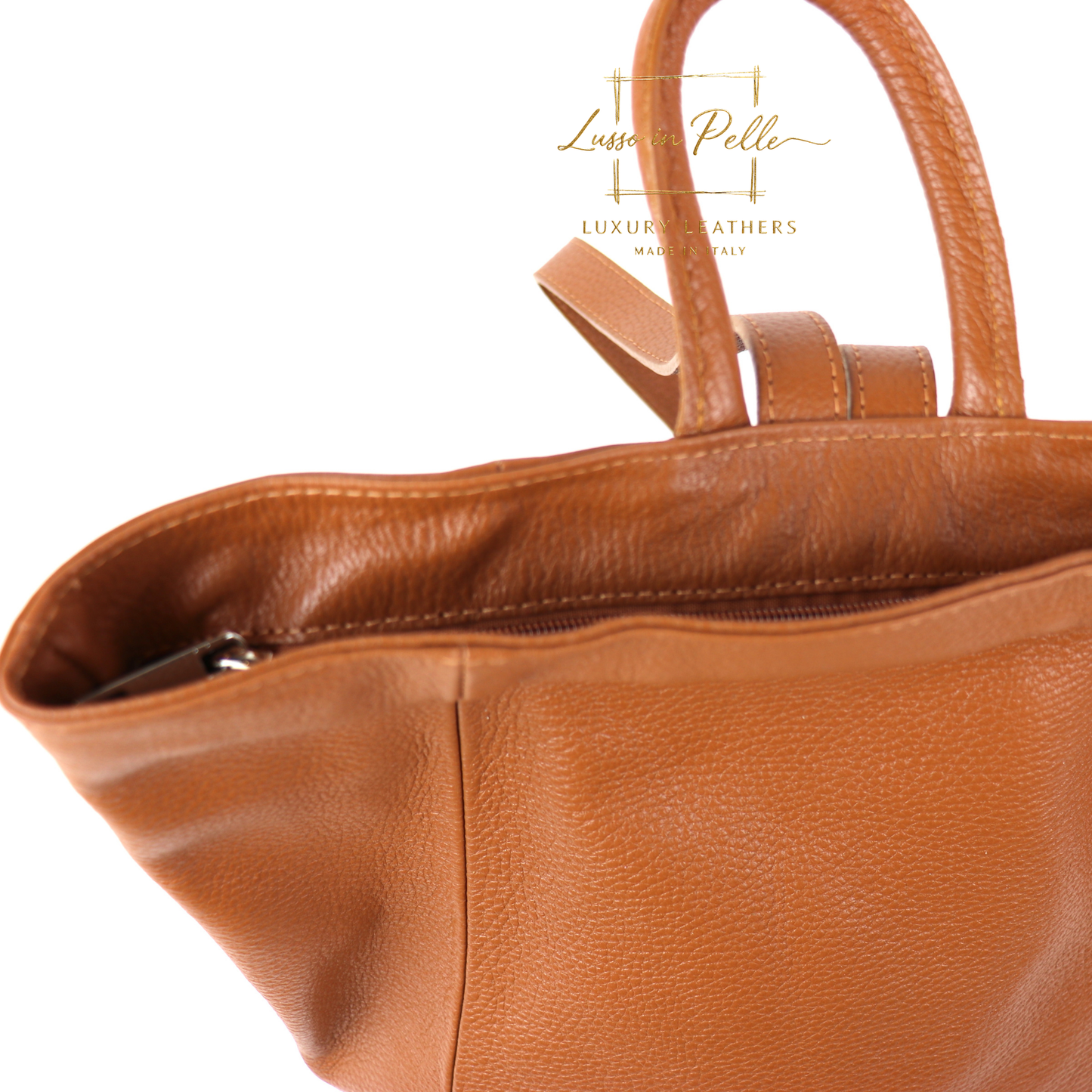 Fold-over Pebbled Leather Backpack