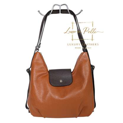 Grain Leather Two-Way Backpack & Crossbody