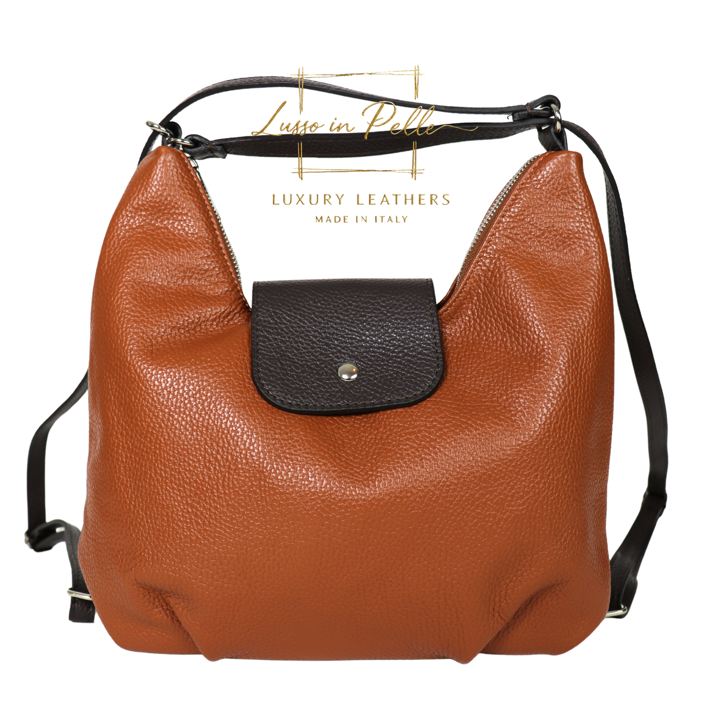 Grain Leather Two-Way Backpack & Crossbody