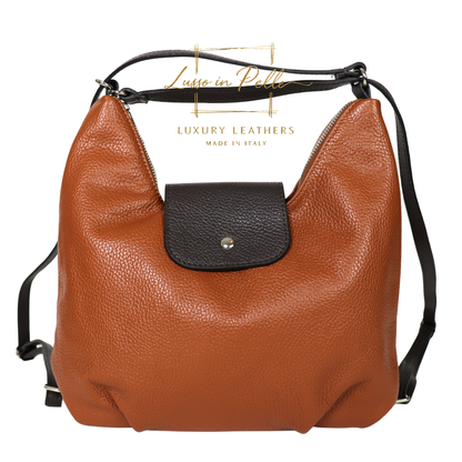Grain Leather Two-Way Backpack & Crossbody