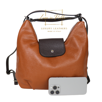 Grain Leather Two-Way Backpack & Crossbody