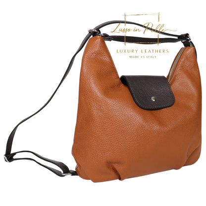 Grain Leather Two-Way Backpack & Crossbody